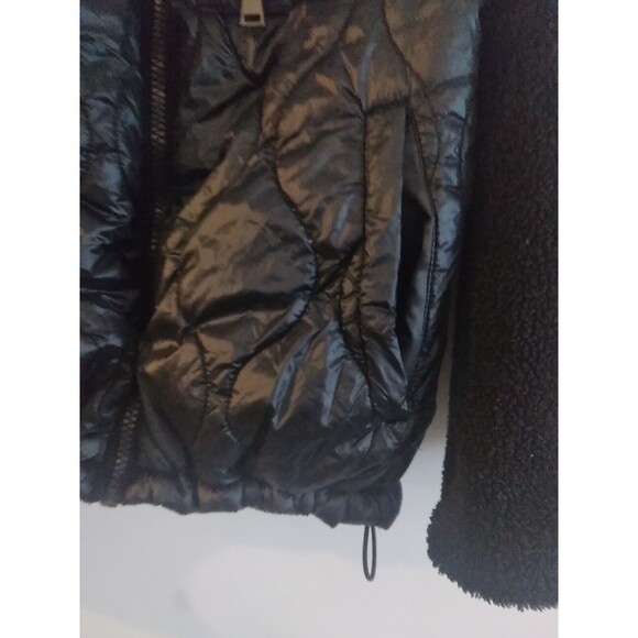 Koolaburra By Ugg Women’s Puffer Full Zip Jacket Black  Faux Fur Sherpa Collar - Picture 3 of 9